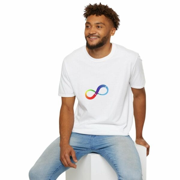 Autism Awareness Heart & Rainbow Infinity Unisex Softstyle T-Shirt - Image 24