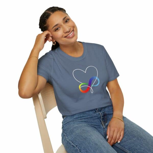 Autism Awareness Heart & Rainbow Infinity Unisex Softstyle T-Shirt - Image 58
