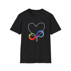 Autism Awareness Heart & Rainbow Infinity Unisex Softstyle T-Shirt